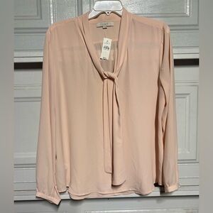 LOFT Tie Front Long Sleeve Blouse